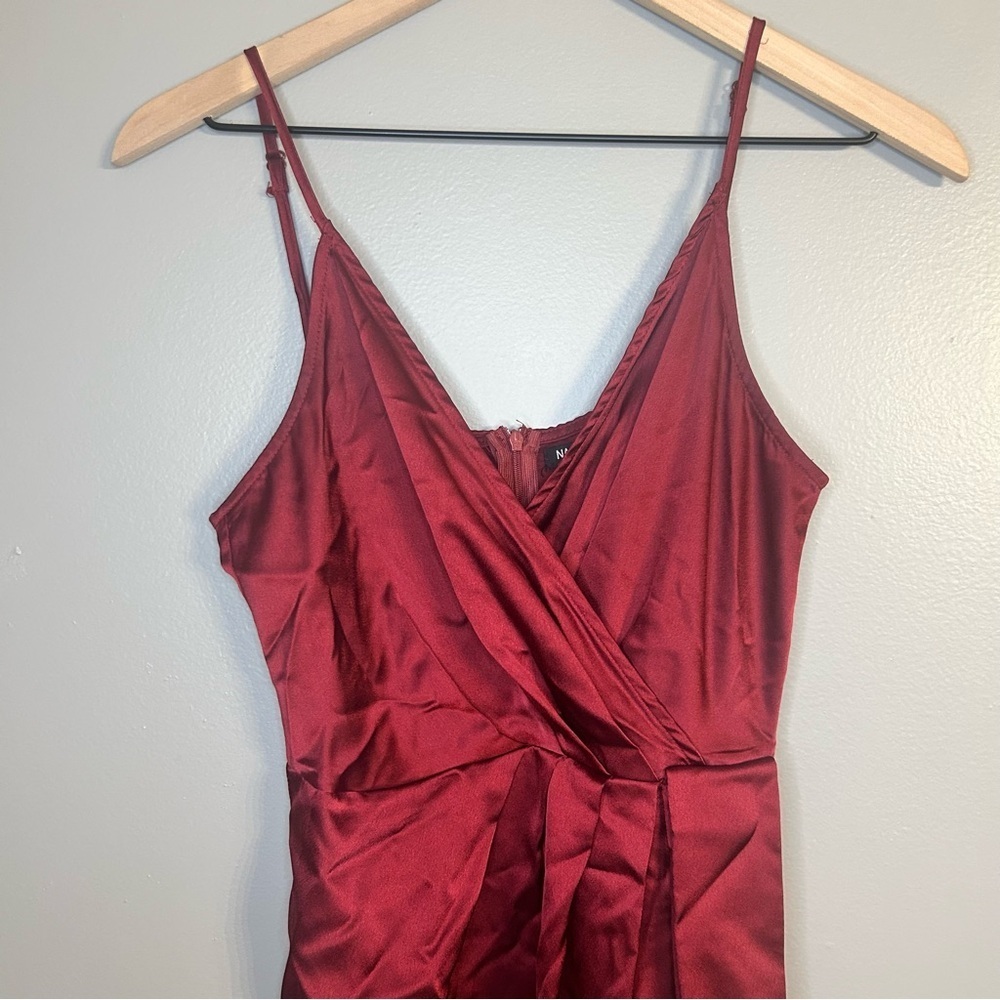 Nasty Gal Burgundy Love at First Sight Wrap Dress, Size 6 - Picture 6 of 11